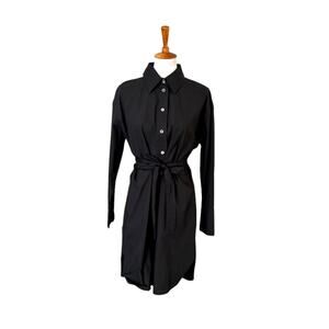 NWT Banana Republic Black Cotton Shirt Dress – Tie Waist, Size M